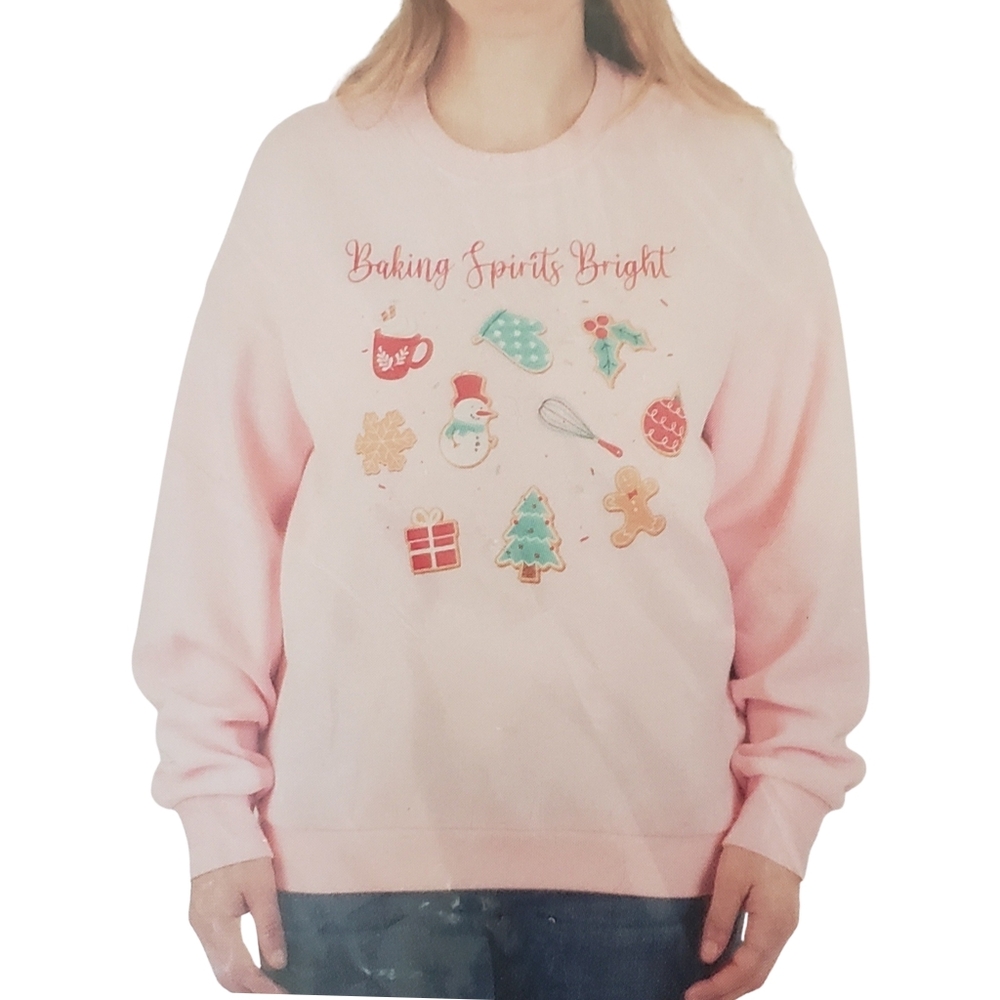 State of Mine Sweatshirt Women Pink Holiday Crewneck